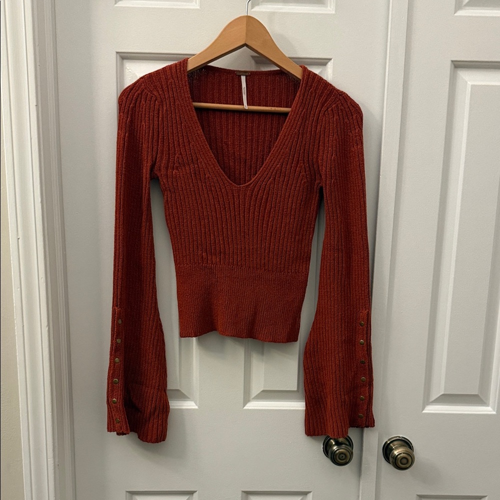 Free People Viola Rust Knit Sweater